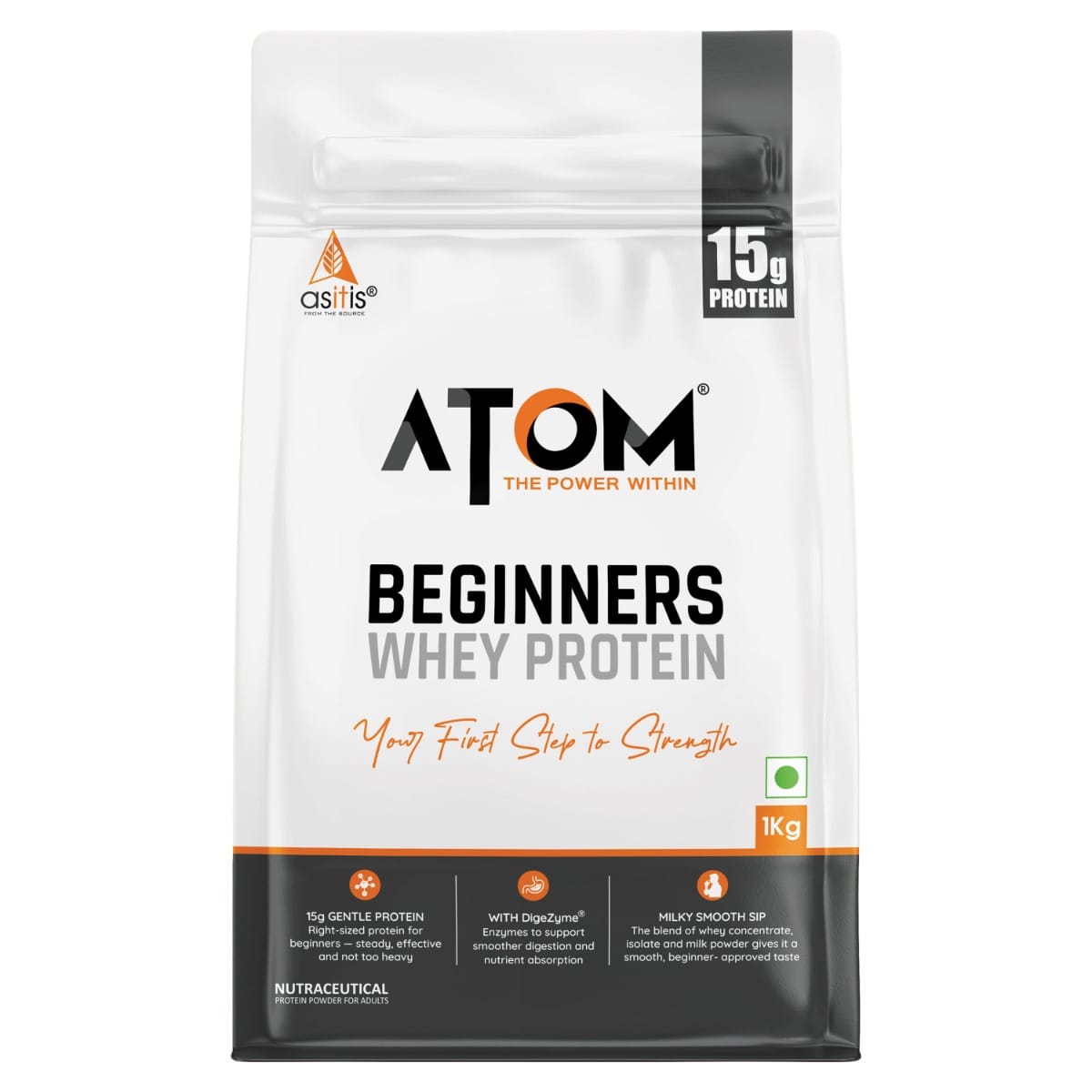 AS-IT-IS ATOM Beginners Whey Protein 1kg | Choco Hazel Fusion | 27 Servings | Accelerates Muscle-building | Increases Body Strength