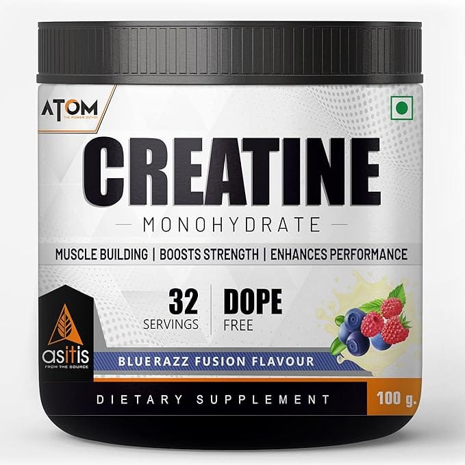 AS-IT-IS ATOM Creatine Monohydrate Dope Free, Enhances Performance, Promotes Muscle Gains