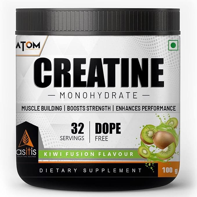 AS-IT-IS ATOM Creatine Monohydrate 250g - 80 Servings | Dope Free | Enhances Performance | Promotes Muscle Gains | Kiwi fusion Flavour