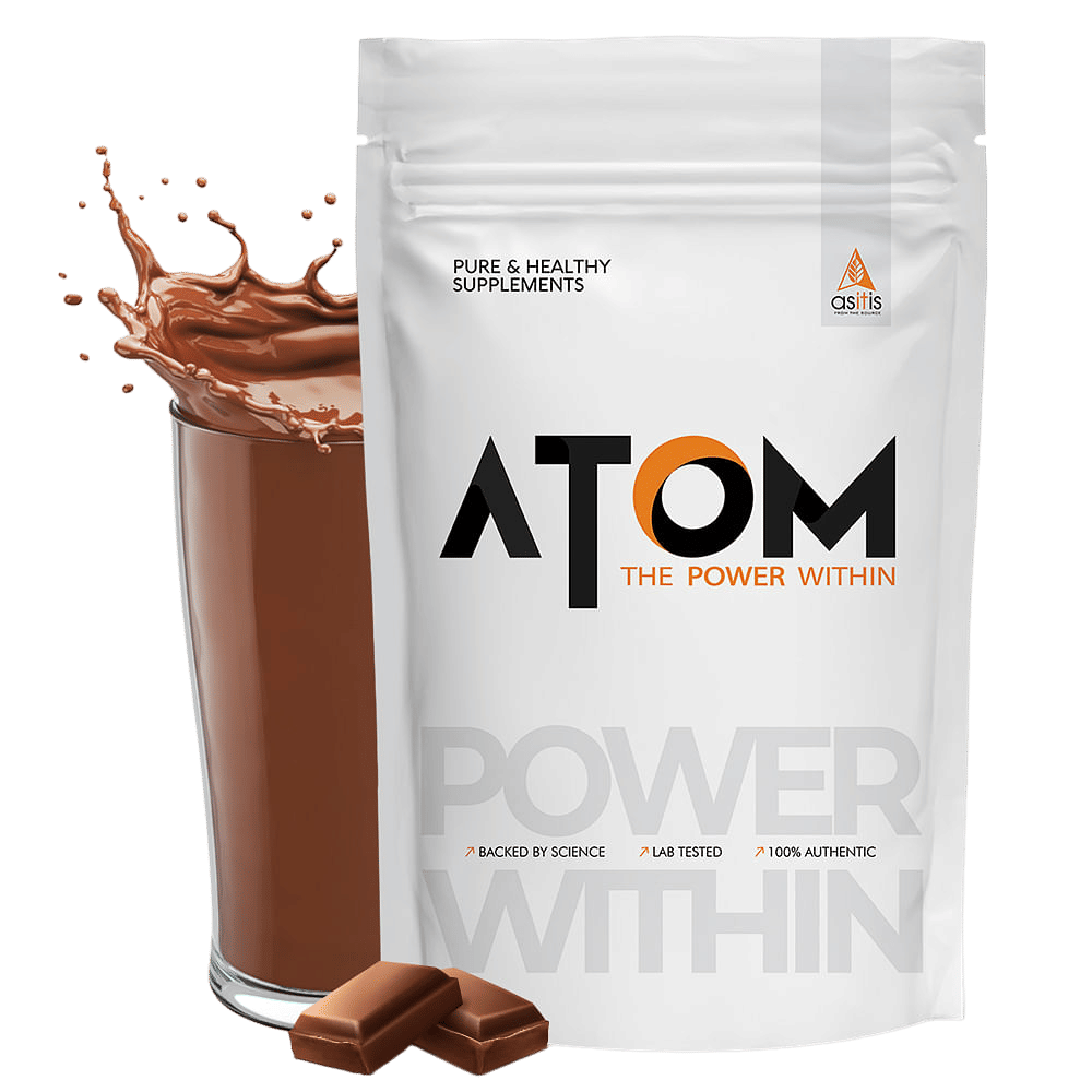 AS-IT-IS ATOM Whey Protein 1kg | Choco Hazel Fusion | 27g protein | 5.7g BCAA | Digestive Enzymes