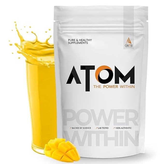 AS-IT-IS Nutrition ATOM Whey Protein Isolate 1kg | Mango Delight Flavor  | 28 Servings | 30g protein | 6.1g BCAA & 13g EAA | Ultra-Pure Fast Acting Protein