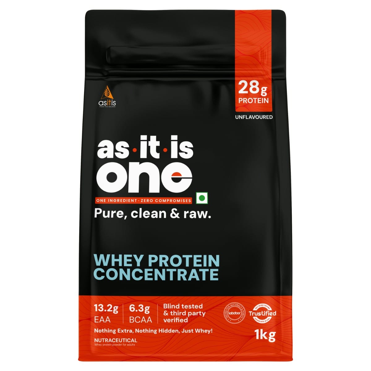 AS-IT-IS Nutrition Whey Protein Concentrate 2kg | Unflavoured | 66 Servings | 80% Concentrate