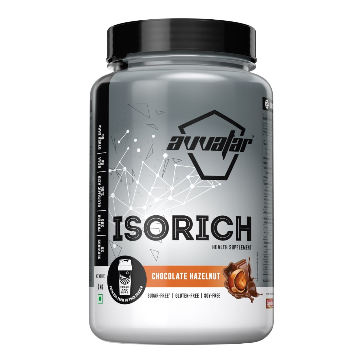 Avvatar Isorich Protein 1kg | Chocolate Hazelnut | 29 Servings | 28g Protein
