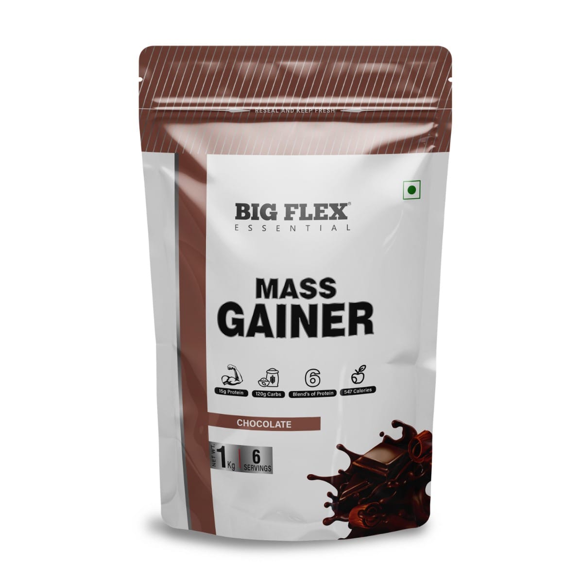 Bigflex Essential Mass Gainer (Chocolate) - Pouch ( 1Kg )