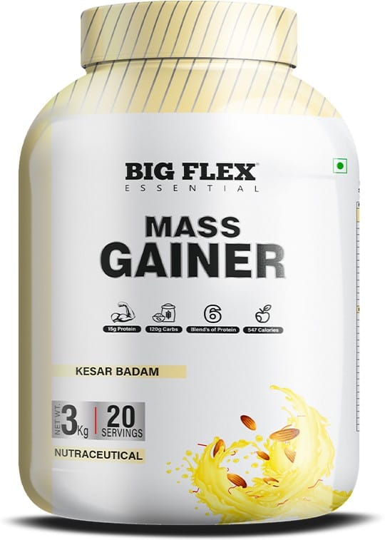 Bigflex Essential Mass Gainer (Kesar Badam)-JAR (3Kg)