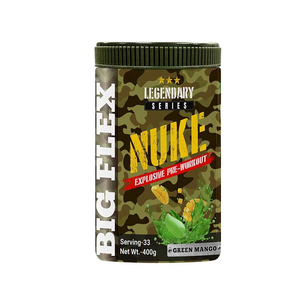 Bigflex Nuke Pre-Workout PowderIn Green Mango Flavour, 400 Gm