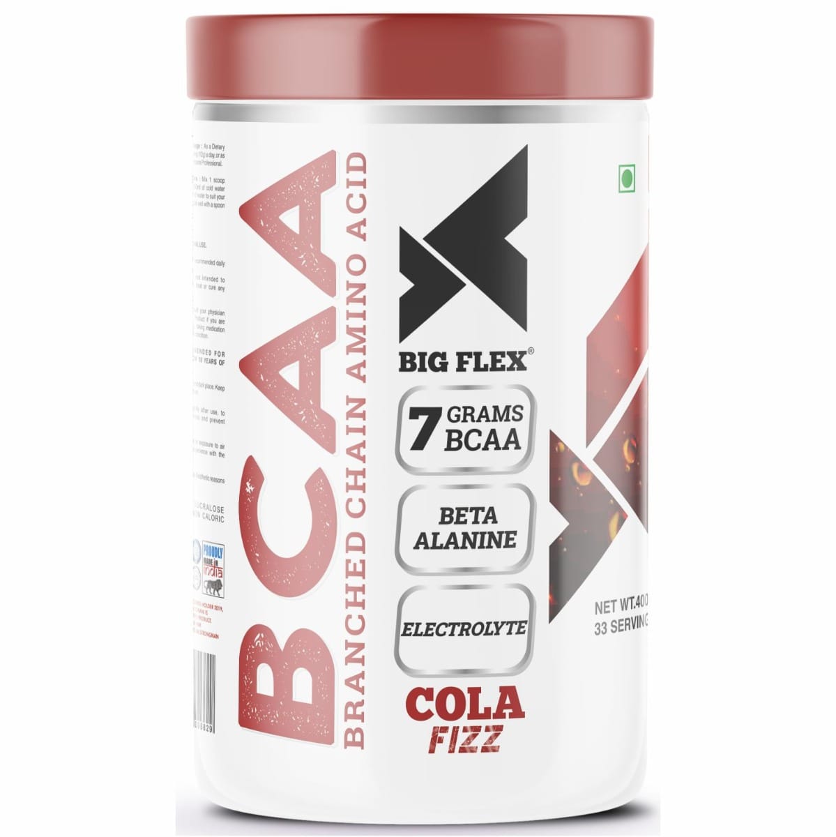 Bigflex Prime BCAA,Cola Fizz [ 33 Serv, 400Gm ] | 3500mg L-Leucine | 1750mg L-Isoleucine | 1750mg L-Valine | 1000mg Beta Alanine & Vitamin C For Muscle Recover - Pre/Post Workout & Intra Wor
