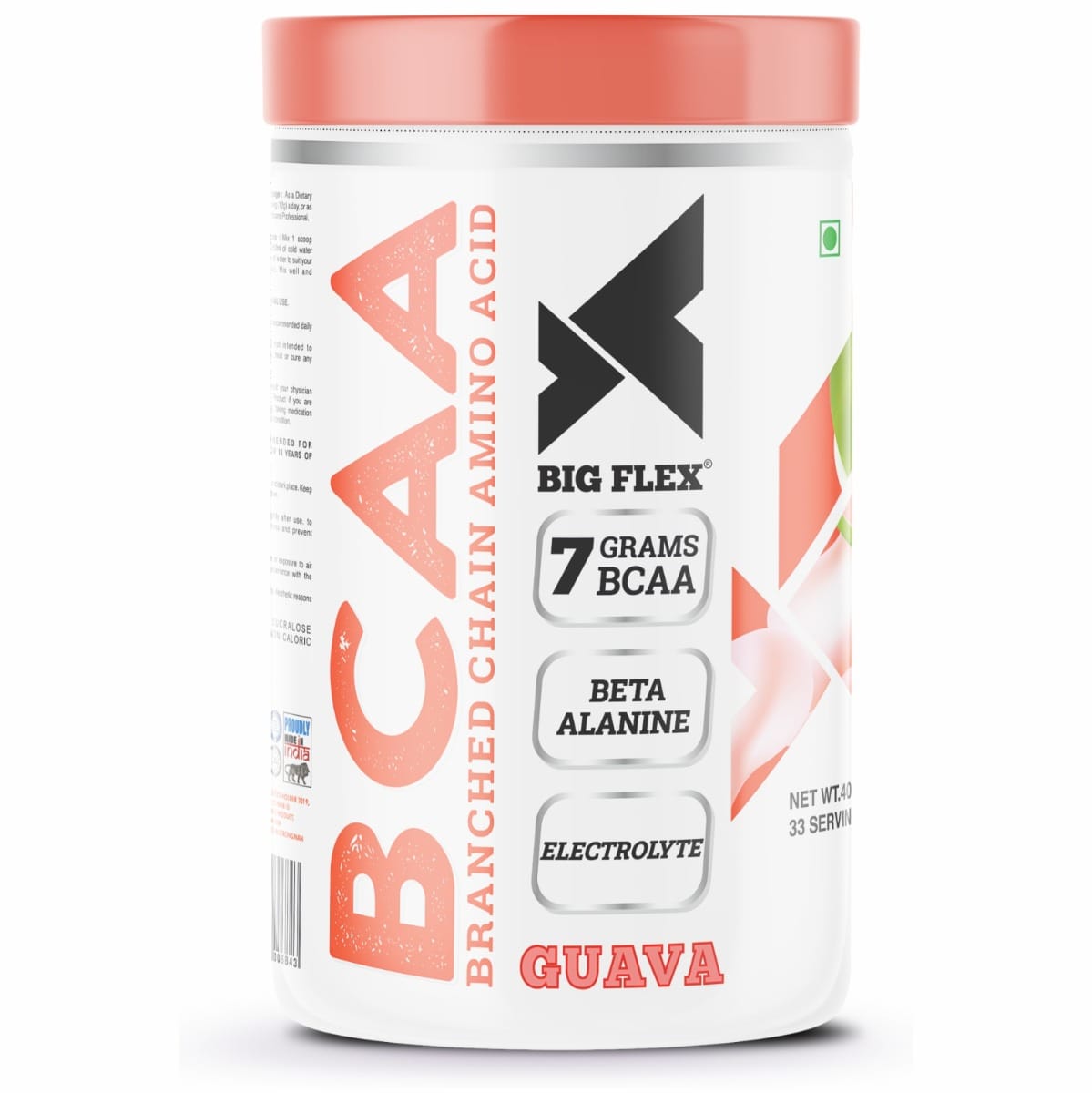 Bigflex Prime BCAA, Guava [ 33 Serv, 400Gm ] | 3500mg L-Leucine | 1750mg L-Isoleucine | 1750mg L-Valine | 1000mg Beta Alanine & Vitamin C For Muscle Recover - Pre/Post Workout & Intra Workou