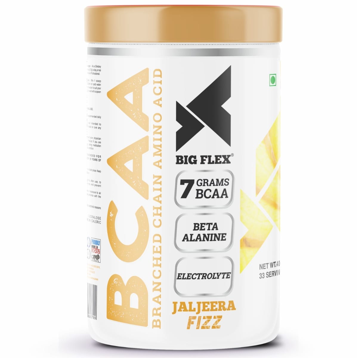 Bigflex Prime BCAA, Jaljeera [ 33 Serv, 400Gm ] | 3500mg L-Leucine | 1750mg L-Isoleucine | 1750mg L-Valine | 1000mg Beta Alanine & Vitamin C For Muscle Recover - Pre/Post Workout & Intra Wor