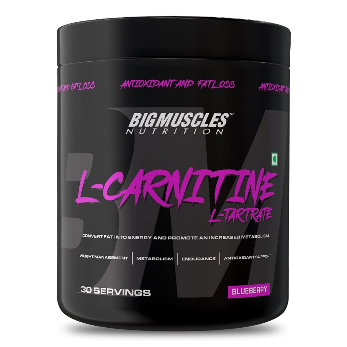 Bigmuscles Nutrition L-Carnitine Tartrate Powder 30 Servings Blueberry