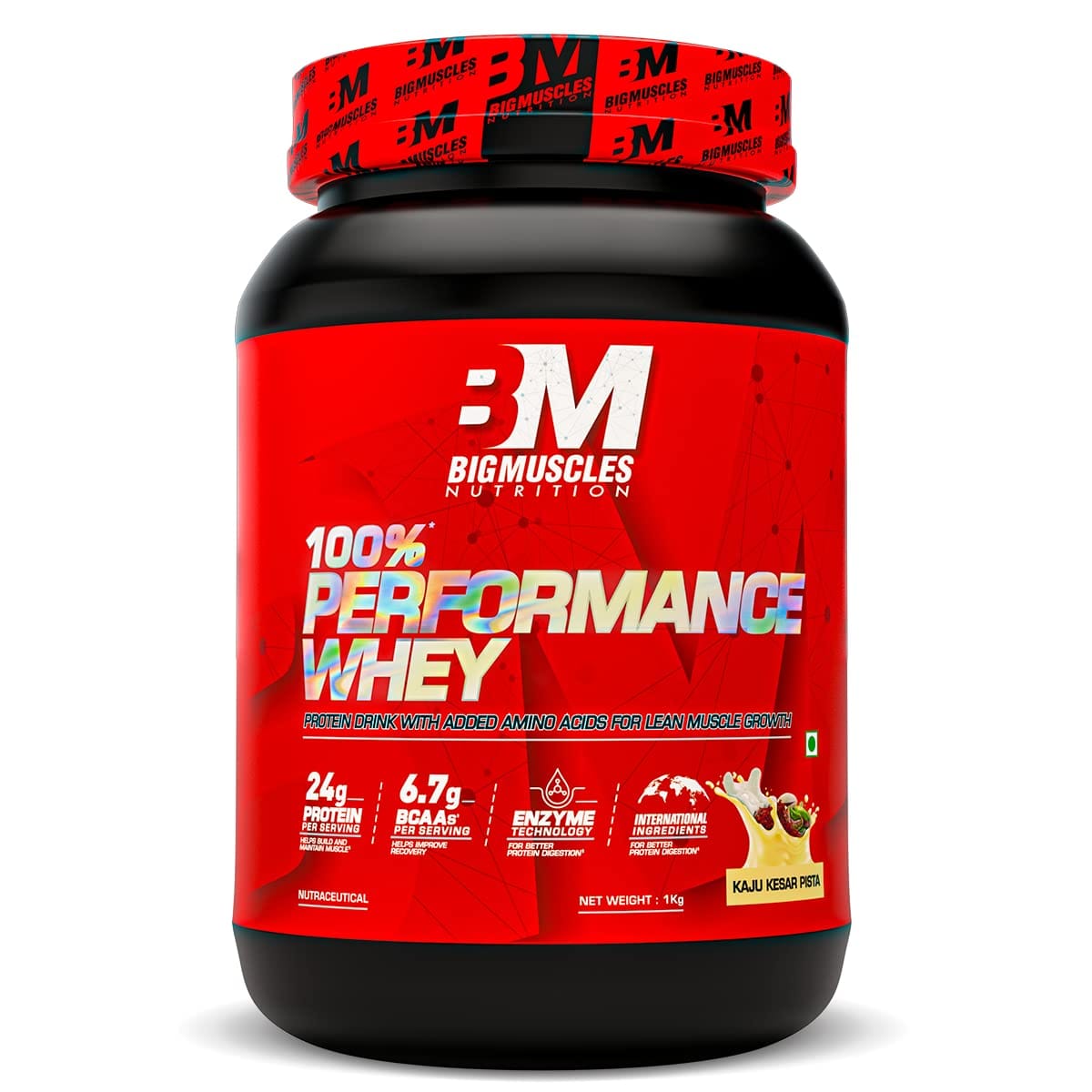 Bigmuscles Nutrition Performance Whey 1Kg Kaju Kesar Pista