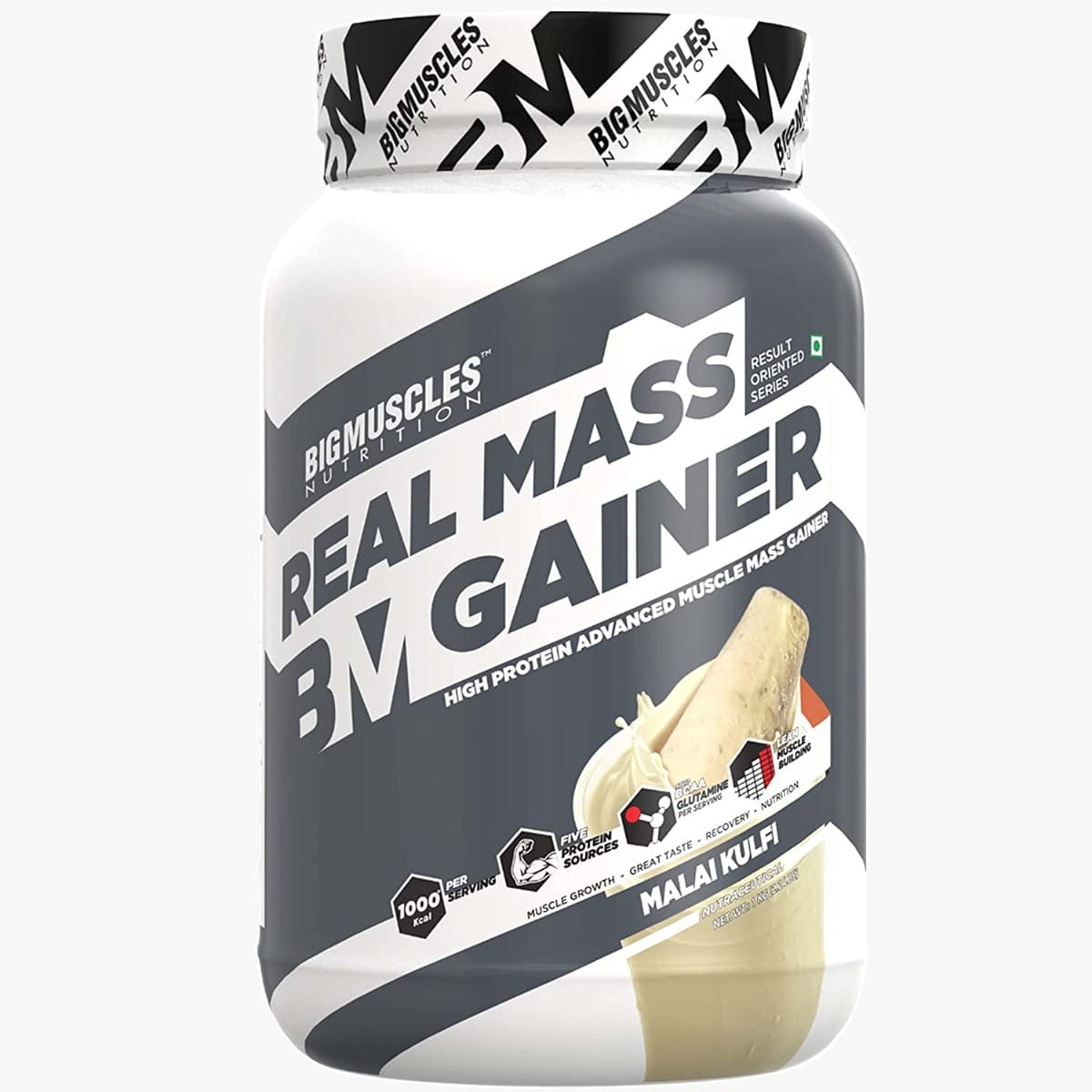 Bigmuscles Nutrition Real Mass Gainer [1Kg, Malai Kulfi]