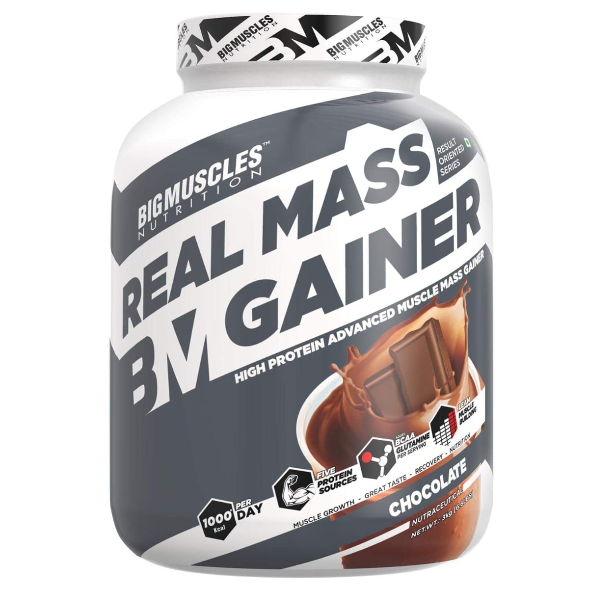 Bigmuscles Nutrition Real Mass Gainer [3 Kg, Chocolate]
