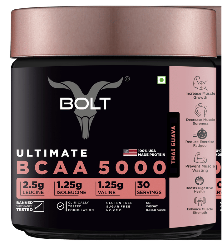 Bolt ULTIMATE BCAA 5000 (30 Servings, Granny Smith Apple) Well-Founded 2:1:1 Ratio Leucine, Isoleucine & Valline - Intra-Workout Supplement For Recovery & Support Lean Muscle Growth