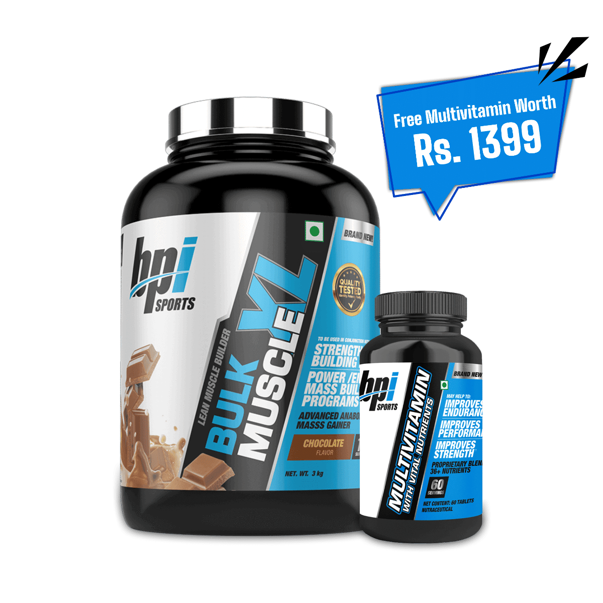 BPI Bulk Muscle XL |Gain Weight, Post|Workout, 50g Protein, 144g Carb, Chocolate, 3kg