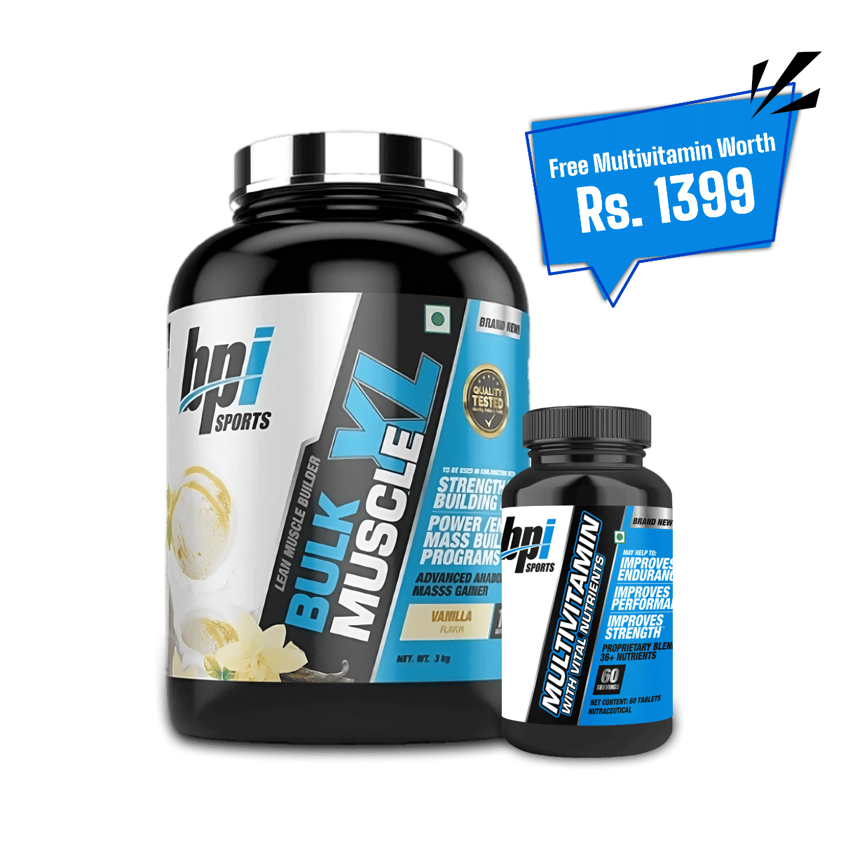 BPI Bulk Muscle XL |Gain Weight, Post|Workout, 50g Protein, 144g Carb, Vanilla, 3kg