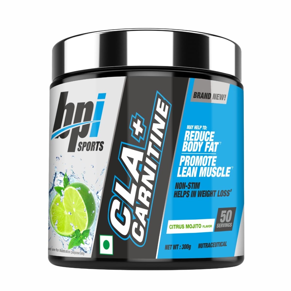 BPI Sports CLA + Carnitine | Conjugated Linoleic Acid | Weight Loss Formula | Metabolism, Performance, Lean Muscle | Caffeine Free | For Men & Women |Citrus Mojito| 50 servings|300 gm