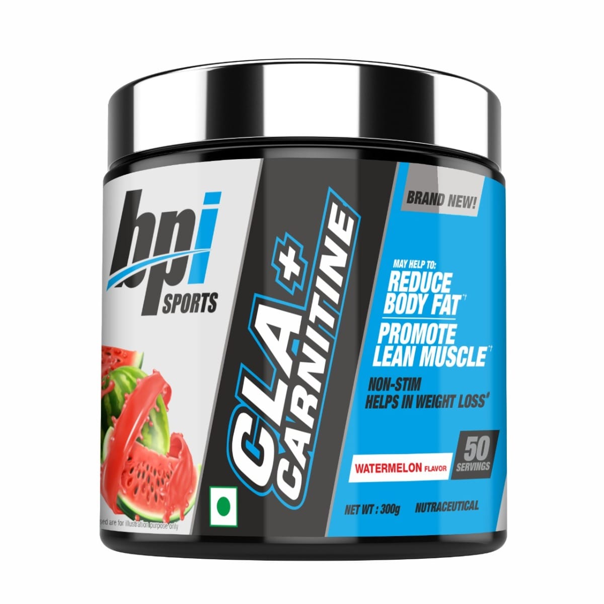 BPI Sports CLA + Carnitine | Conjugated Linoleic Acid | Weight Loss Formula | Metabolism, Performance, Lean Muscle | Caffeine Free | For Men &amp; Women |Watermelon| 50 servings|300 gm
