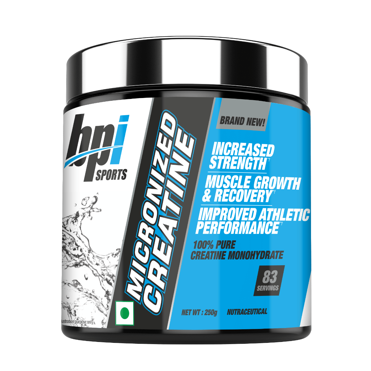 BPI Sports Micronized Creatine |3g Creatine Monohydrate,83 Servings| 250 gm| Unflavoured |Post Workout, Sustain longer workout, Muscle Repair & Recovery