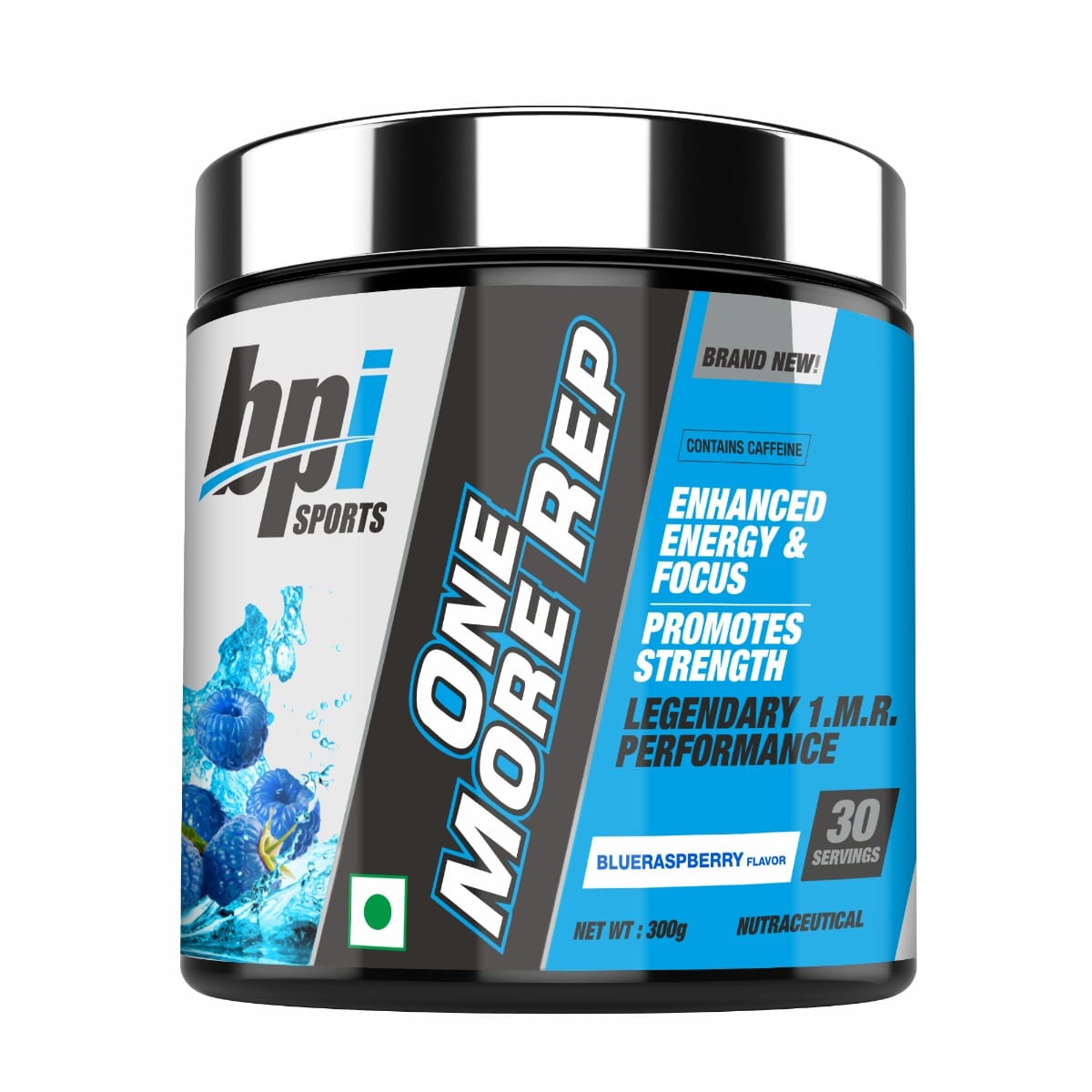 BPI Sports One More Rep Pre|Workout Powder | Increase Energy and Stamina | Intense Strength | Recover Faster|Blue Raspberry | 300 GM|30 servings