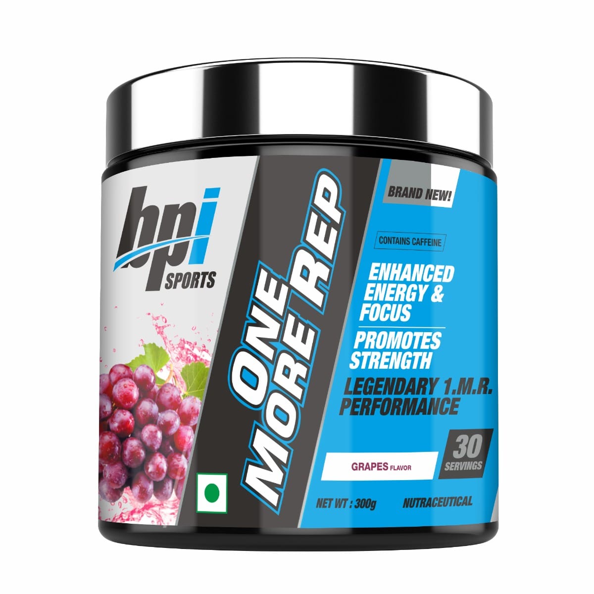 BPI Sports One More Rep Pre|Workout Powder | Increase Energy and Stamina | Intense Strength | Recover Faster| Grapes | 300 GM|30 servings