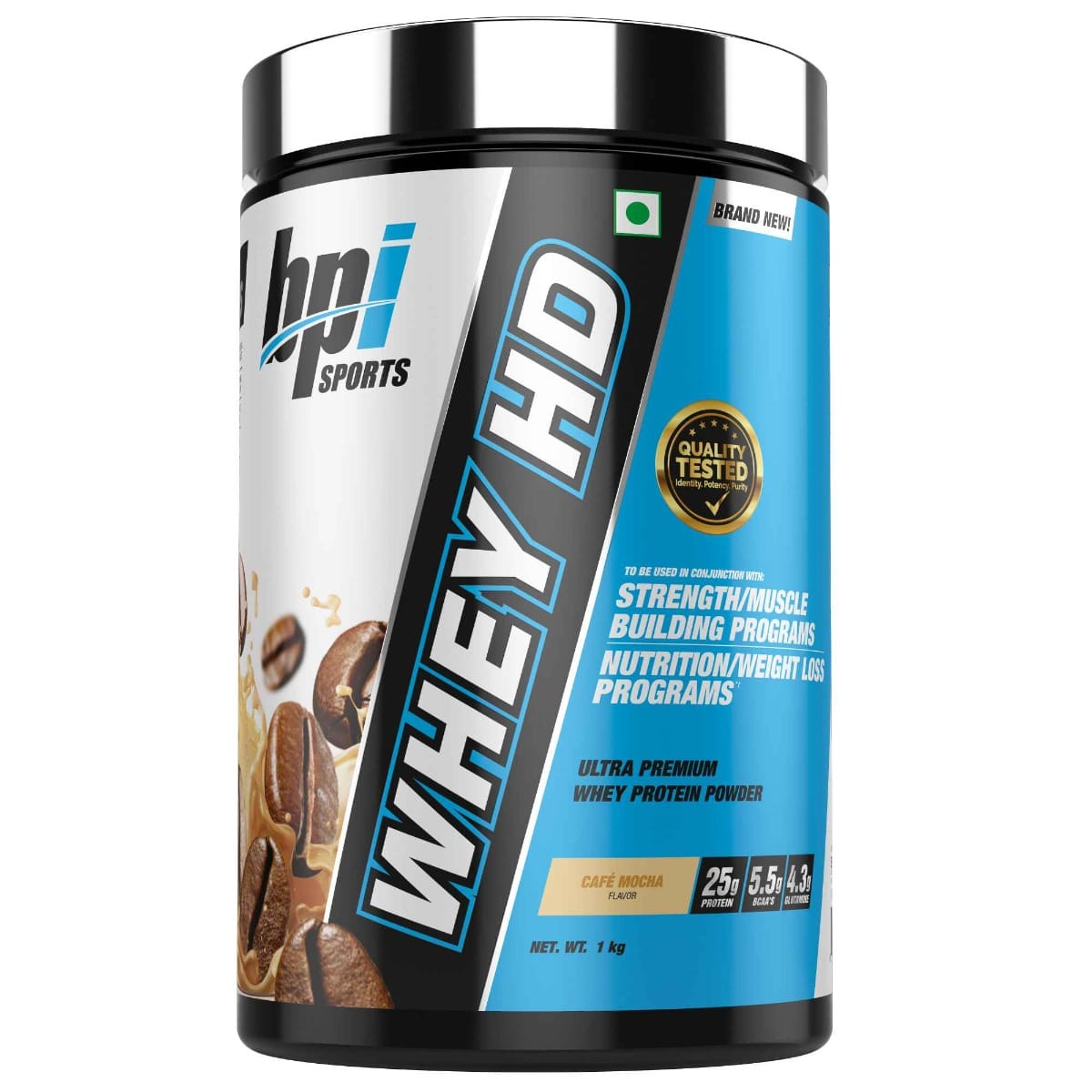 BPI Sports Whey HD Ultra Premium Protein Powder| Café Mocha |1kg|25g Protein, Whey Protein Concentrate, 27 Servings