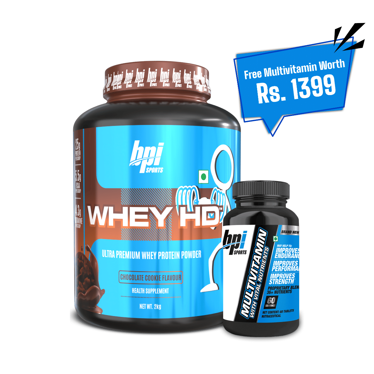 BPI Sports Whey HD Ultra Premium Protein Powder| Chocolate Cookie |2kg| 25g Protein, Whey Protein Concentrate, 54 Servings