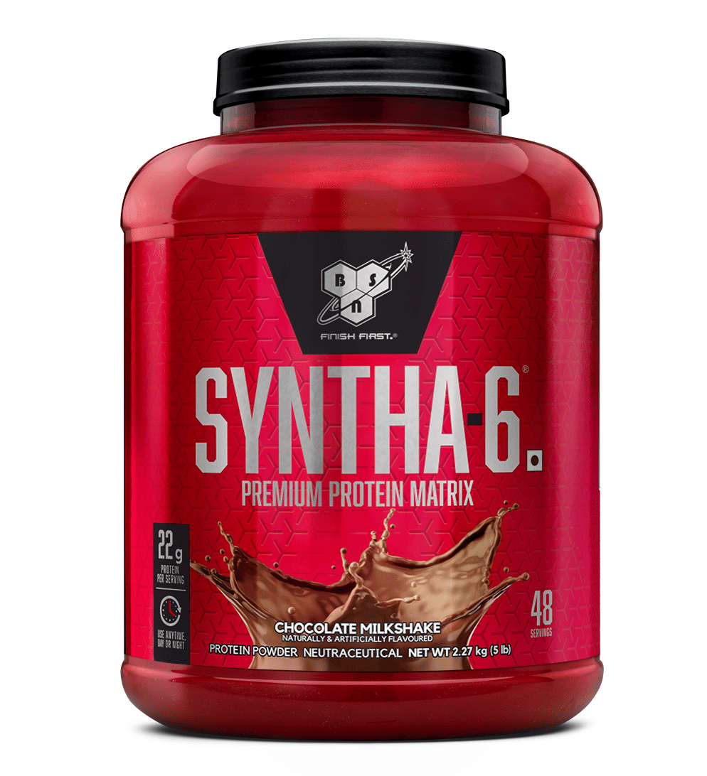 BSN Syntha 6 Protein Powder - 5 lbs, 2.27 kg (Chocolate Milkshake), Premium Protein Matrix (Whey Protein, Micellar Casein), for Muscle Recovery. Vegetarian.