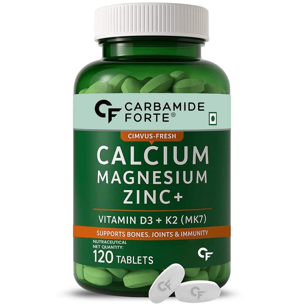 Carbamide Forte Calcium Magnesium + Zinc | 120 Veg Tablets | Bones | Joints | Immunity | Women & Men