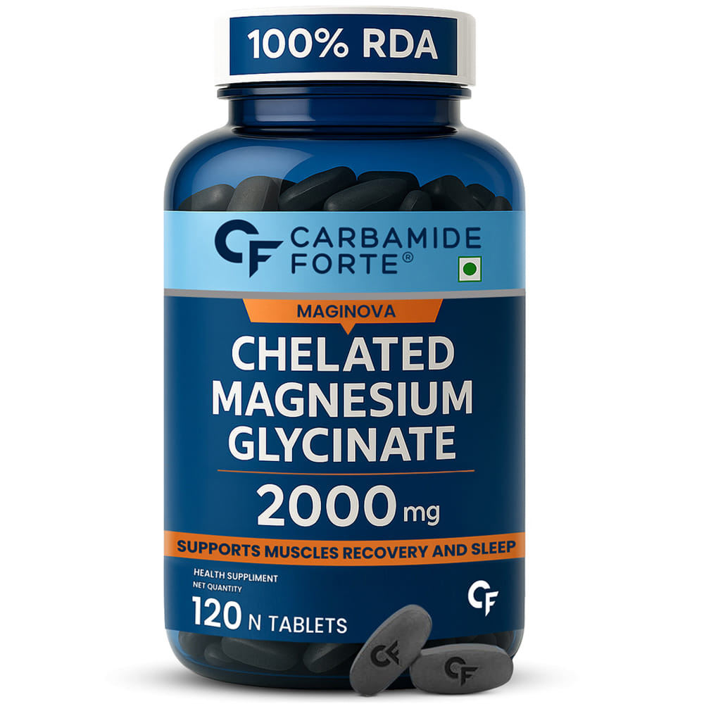 Carbamide Forte Chelated Magnesium Glycinate | 60 Veg Tablets | 2000mg Per Serving | Muscles Recovery | Sleep