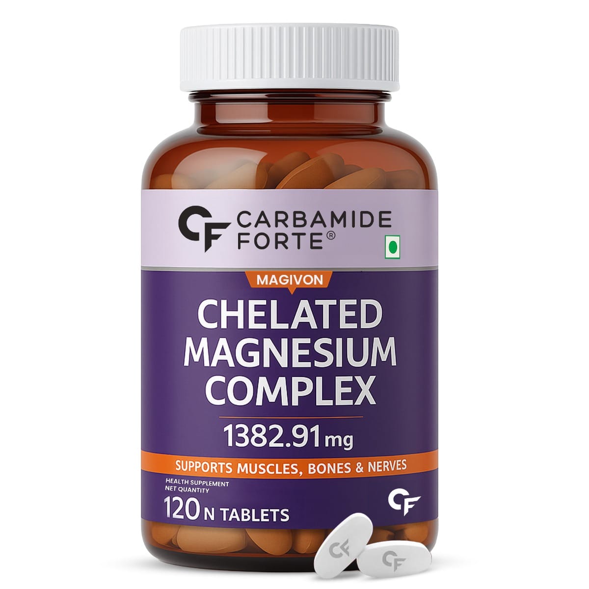 Carbamide Forte Chelated Magnesium Glycinate Citrate Supplement 1382.91mg Per Serving - 60 Veg Tablets