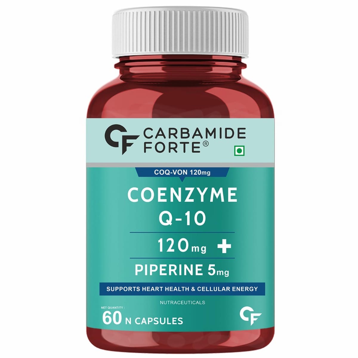 Carbamide Forte Coenzyme Q10 (CoQ10) 120mg with Piperine 6mg - 60 Capsules