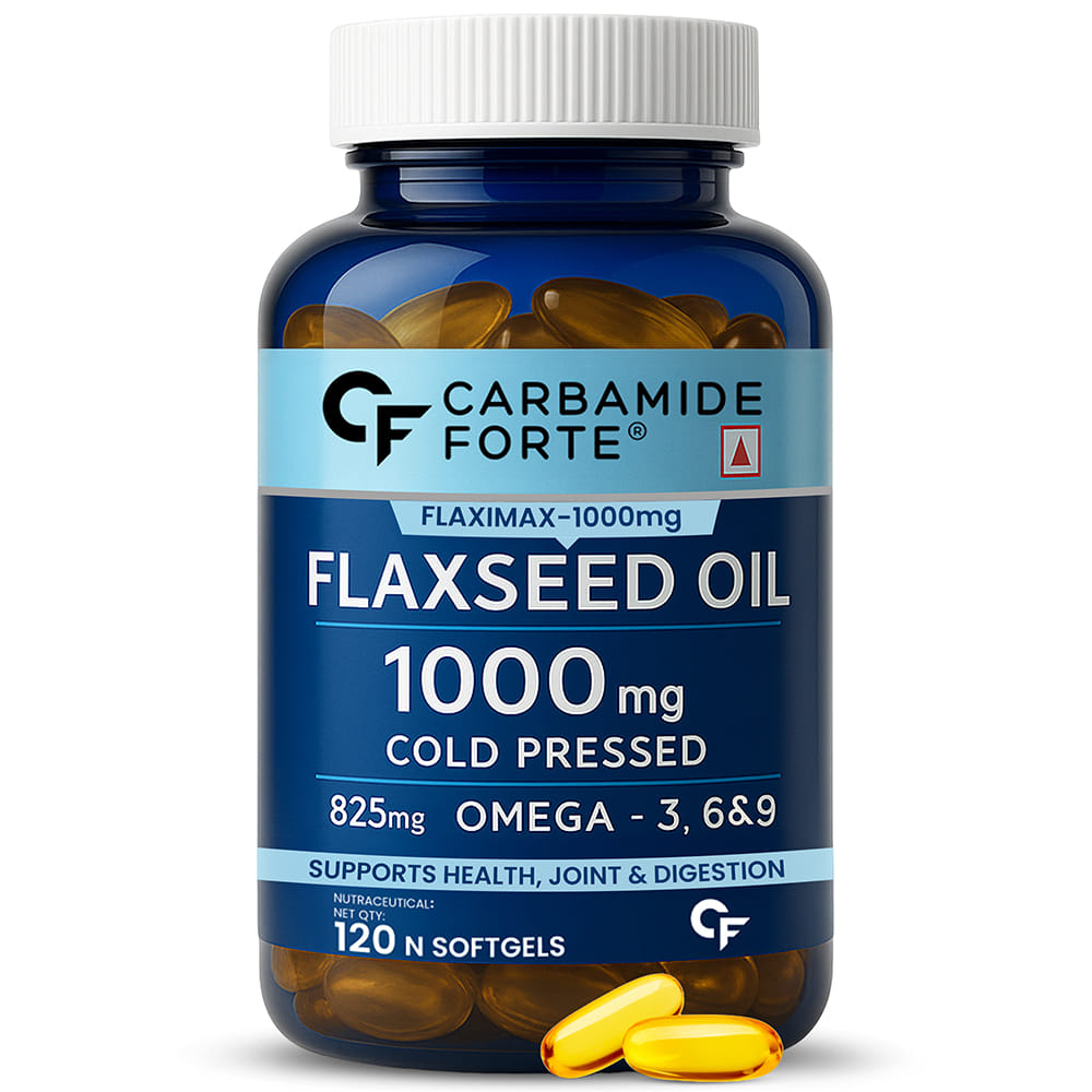 Carbamide Forte Cold Pressed Organic Flaxseed Oil Omega 3 6 9 Capsules (1000mg) - 120 Capsules