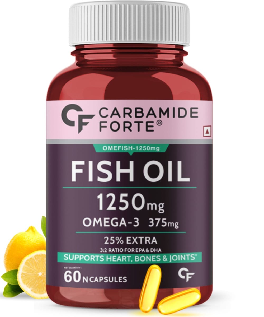 Carbamide Forte Fish Oil 1250mg with Omega 3 375mg Supplement | 25% EXTRA