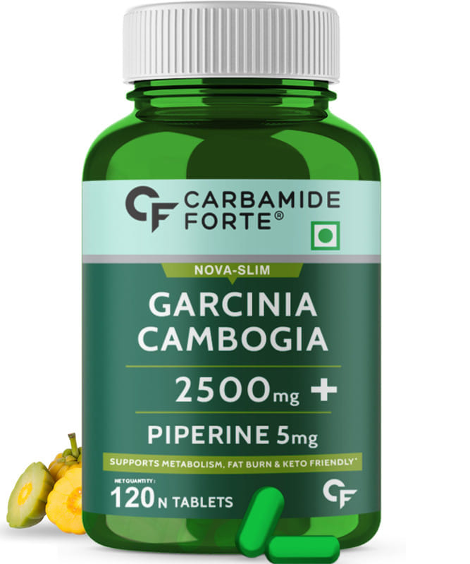 Carbamide Forte Garcinia Cambogia Supplement 2500mg with 5mg Piperine,60% HCA Per Serving - 120 Veg Tablets