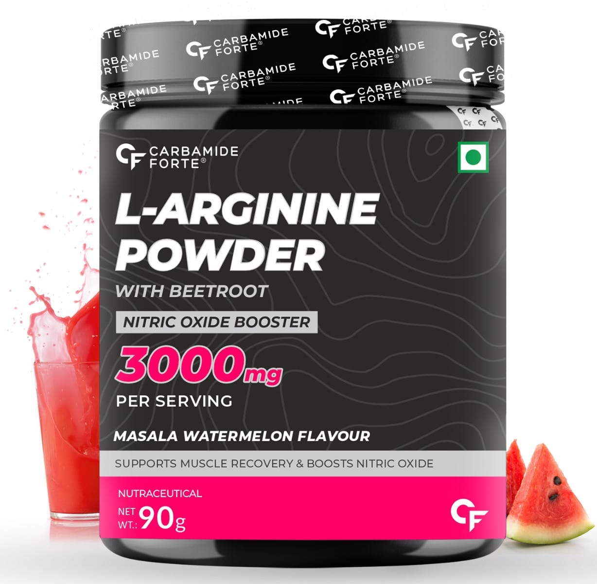 Carbamide Forte L Arginine Powder with Beetroot 90g | 30 Serving | Masala Watermelon Flavour | Muscle Recovery