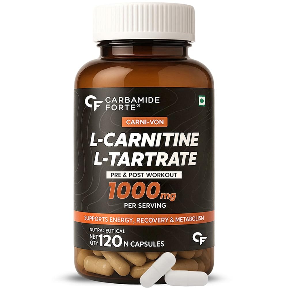 Carbamide Forte L-Carnitine L-Tartrate 1000mg | 120 Veg Capsules | Men & Women | Recovery | Stamina | Fat Burn | Energy