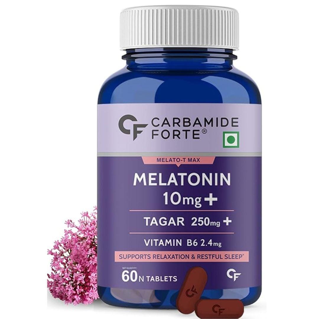 Carbamide Forte Melatonin 10mg with Tagar 250mg Sleeping Aid Pills - 60 Veg Tablets
