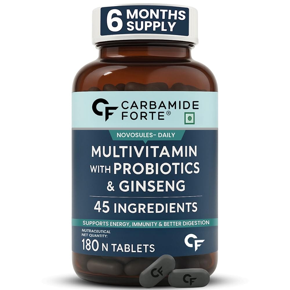 Carbamide Forte Multivitamin Tablets for Men & Women with Probiotics & Ginseng | Multivitamin supplement with 45 Ingredients - 60 Tablets