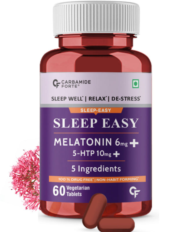 Carbamide Forte Sleep well & De-Stress Soothing Sleep formula with 6mg Melatonin - 60 Veg Tablets