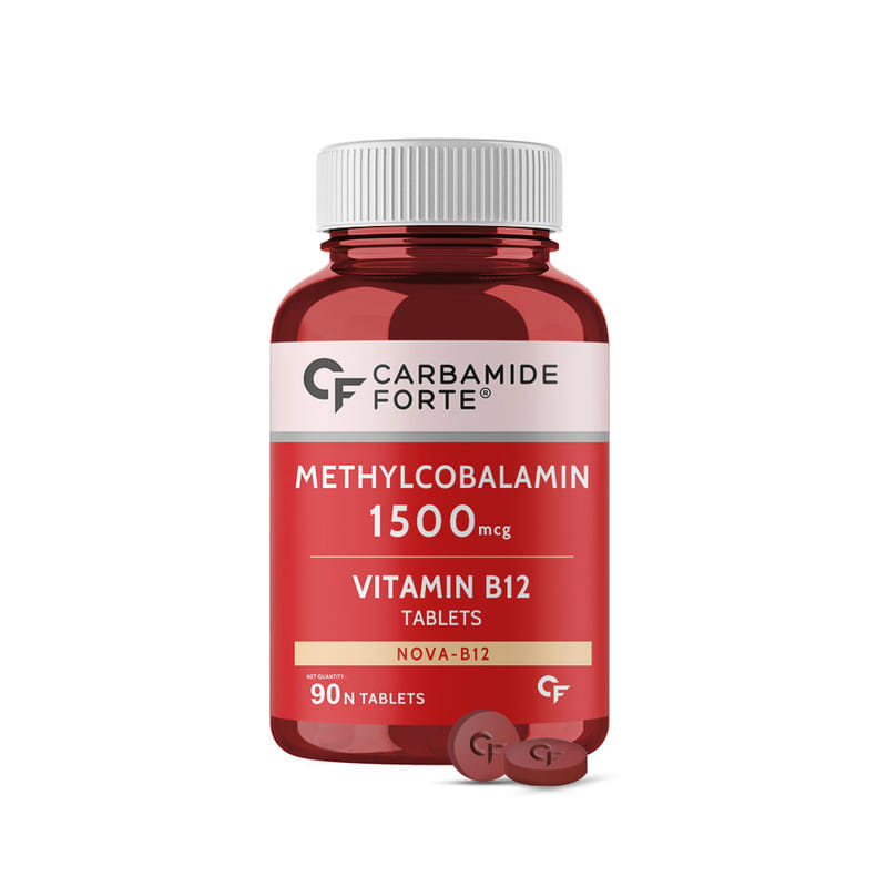 Carbamide Forte Vitamin B12 Tablets 1500mcg -Active form of Methylcobalamin B12 Supplement for Men & Women- 90 Veg Tablets