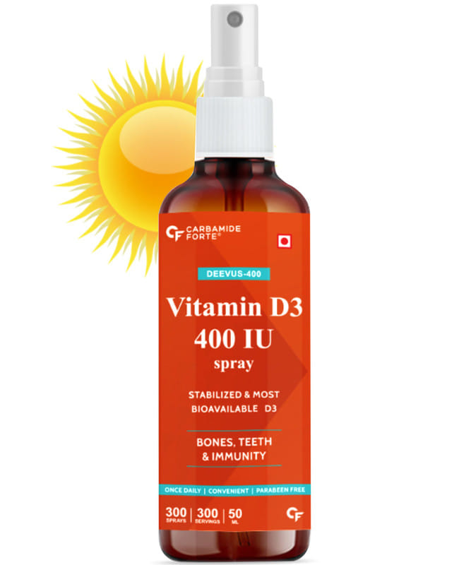 Carbamide Forte Vitamin D3 400 IU Spray Supplement- Adjustable Dose - 300 Sprays 50 ML