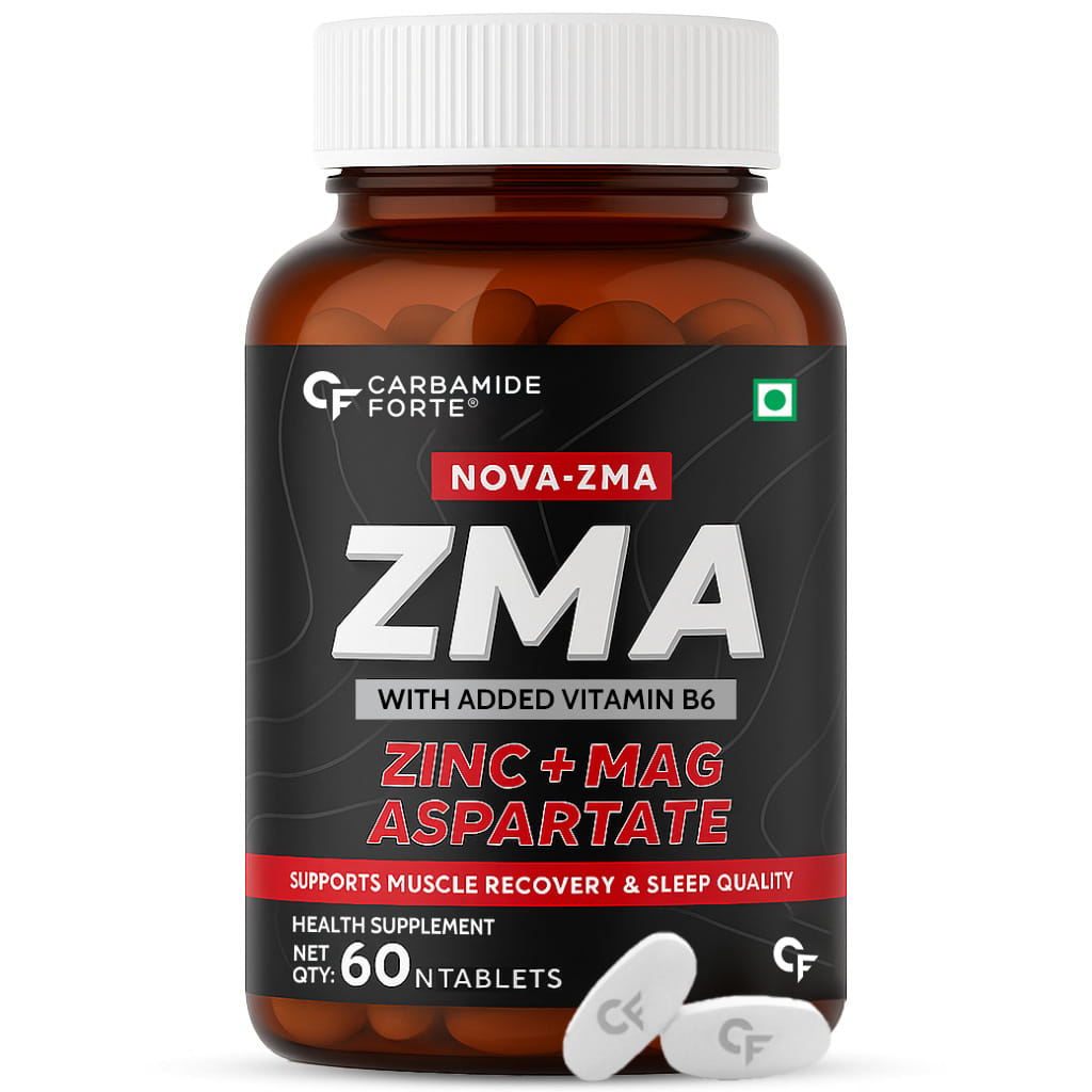 Carbamide Forte ZMA Supplements for Men & Women - Zinc, Magnesium Aspartate & Vitamin B6 - Nighttime Muscle Recovery Supplements for Muscle Strength - 60 Veg Tablets