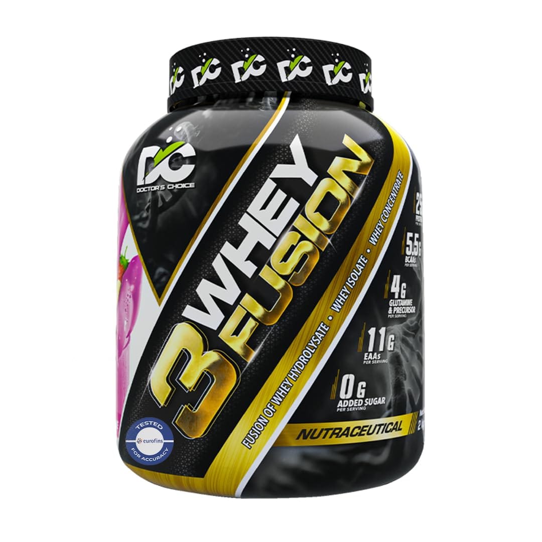 DC DOCTOR'S CHOICE 3 Whey Fusion (Strawberry Banana Milkshake, 2Kg)