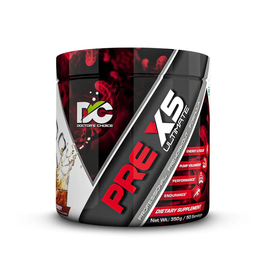 DC DOCTOR'S CHOICE PRE-X5 Ultimate Professional Pre-Workout Formula, 350 g, USA FDA REGD 50 Serving (Mango Slush, 350gm)