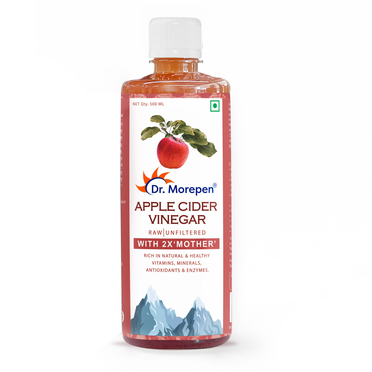 DR. MOREPEN Apple Cider Vinegar With 2x Mother - 500ML | Raw, Unfiltered & 100 % Unpasteurized | Naturally Fermented Blend Of Freshly Brewed Himalayan Apple | Double Mother Content Formula |