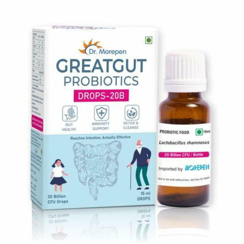 DR. MOREPEN Greatgut Probiotics Drops-20B, 20 Billion CFU Drops for Immunity, Gut Health & Detox - 10ml