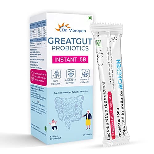DR. MOREPEN Greatgut Probiotics Instant-5B | Natural, self stable Probiotic Supplement for Men and Women Of All Ages | 5 Billion CFUs For Immunity, Gut Health, - 6 Sachets