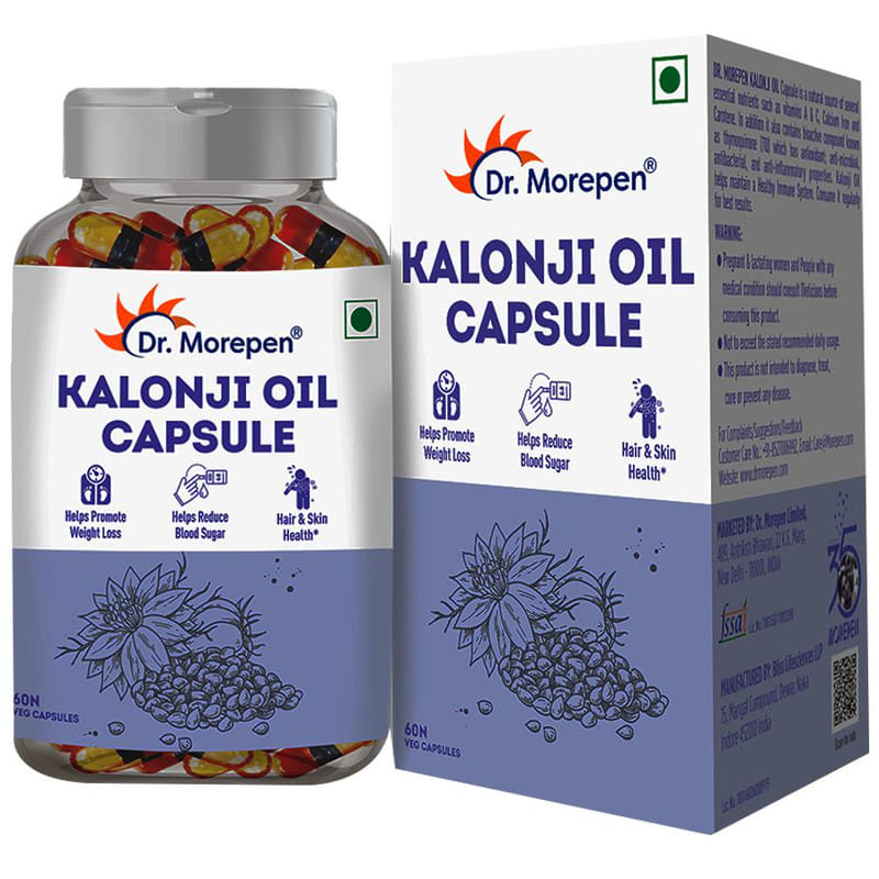 DR. MOREPEN Kalonji Oil Capsules for Weight Loss, Skin & Hair - 60 Veg Capsules + powerful antioxidant activity + source of omega 3-6-9 + support joint & digestive health