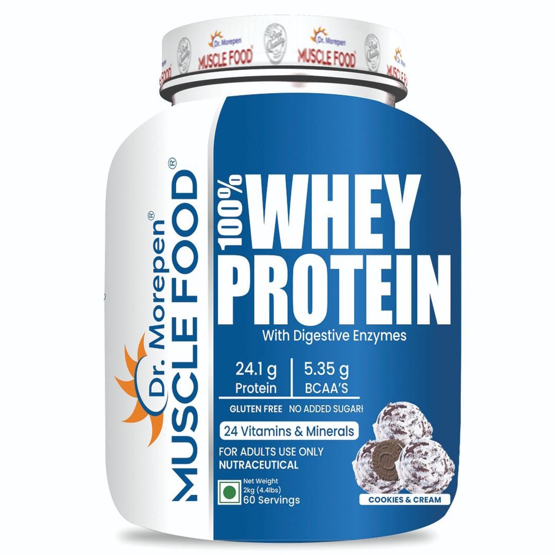 Dr. Morepen Muscle food 100% Whey Protein with Digestive Enzymes - 2 Kg
